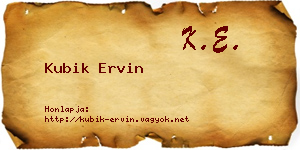 Kubik Ervin névjegykártya